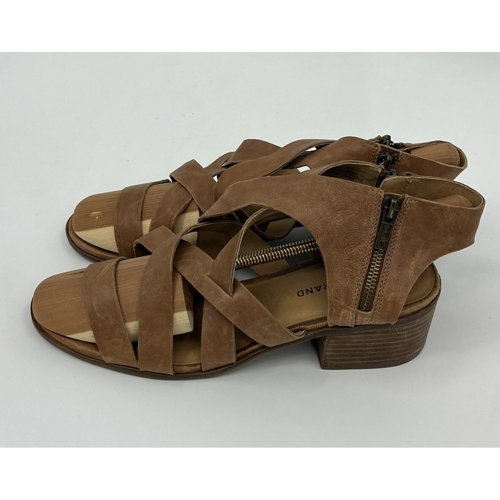 Lucky Brand Nayeli Women's Sandals Block Heel Brown Size 10 Leather Strappy
